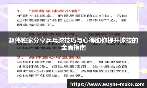 赵伟独家分享乒乓球技巧与心得助你提升球技的全面指南